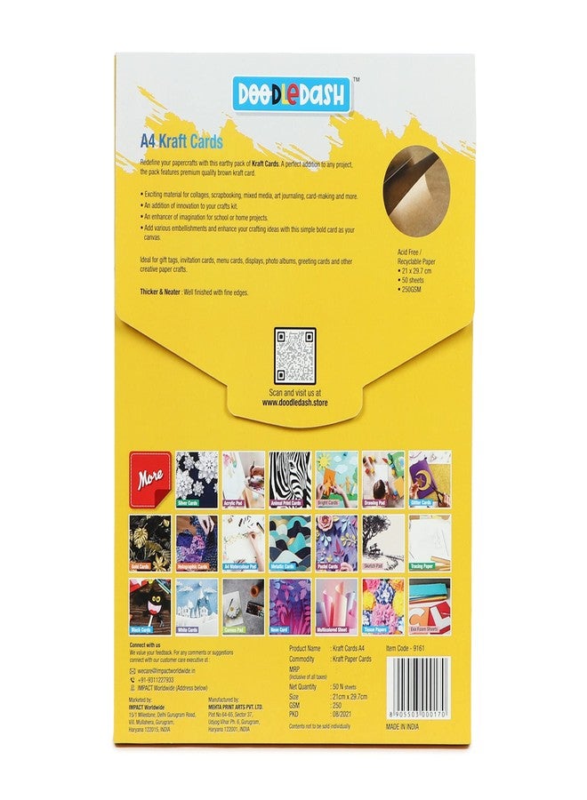 DOODLEDASH Kraft Cards A4 Size Sheets and 250 GSM for Greeting Cards, Art & Craft Home, School, Office Stationery (A4-50 Sheets) - Image 4